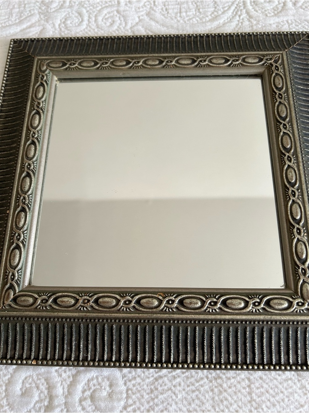 Ornate Decorative Wall Mirror in Antique Silver Finish